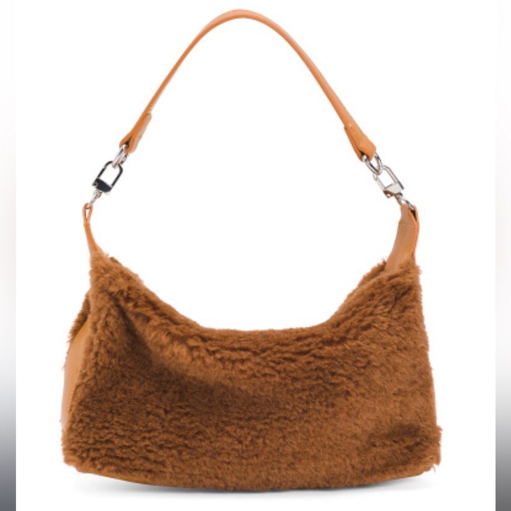8 Other Reasons Brown Faux Shearling Shoulder Bag - Picture 4 of 6